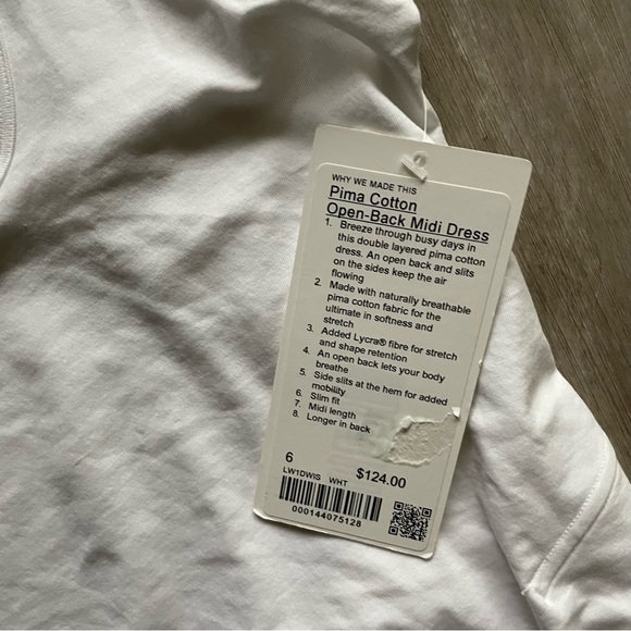 Lululemon Pima Cotton Open-Back Midi Dress - White - Picture 7 of 8